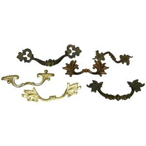 Drawer or Furniture Pull Lot of 7 Mismatched Vintage Metal Scrolls DIY Upcycle